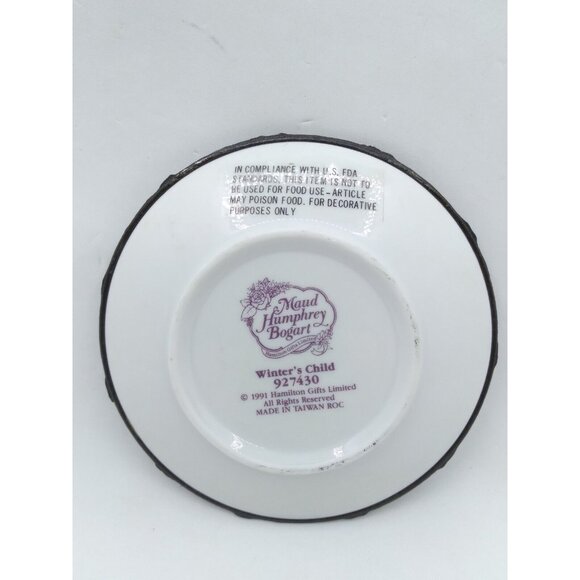 1991 Maud Humphrey Bogart Winter's child Hamilton decor Plate metal trim 4.10" - Picture 2 of 8